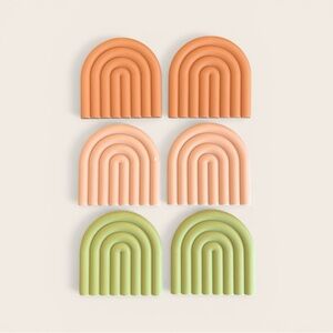 Set of 6 Boho Coasters in Earth Tones, Silicone